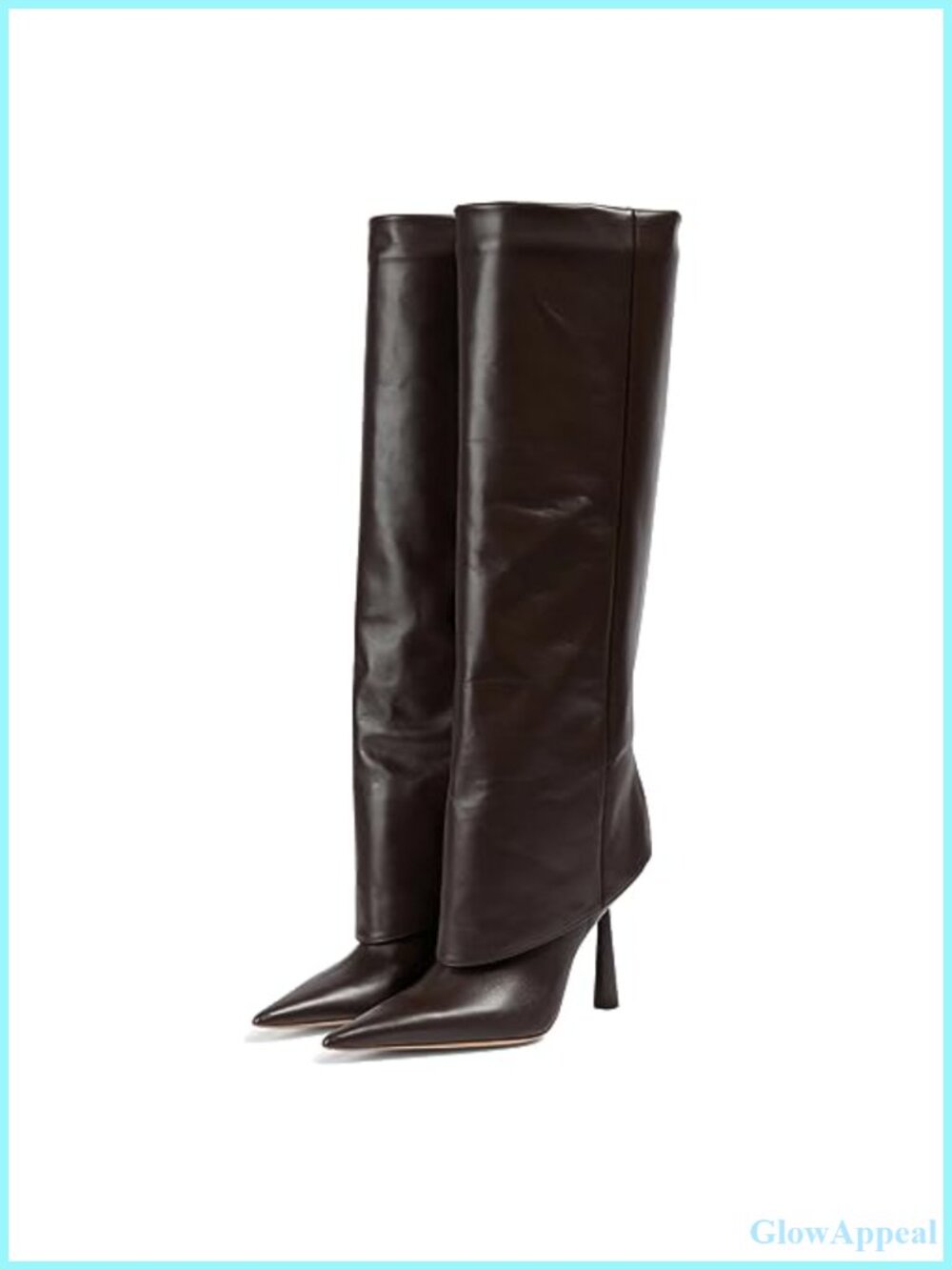 Women's Fold Over Knee High Boots Pointed Toe Stiletto Heel Slip On Dress Boots